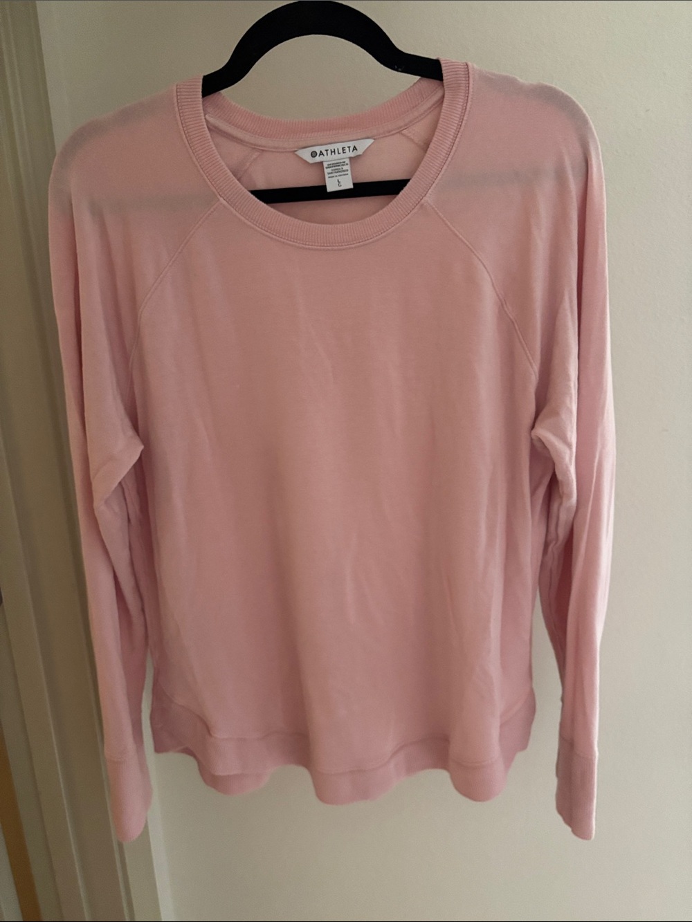 Athleta Light Pink Long-Sleeve Crewneck Sweatshirt